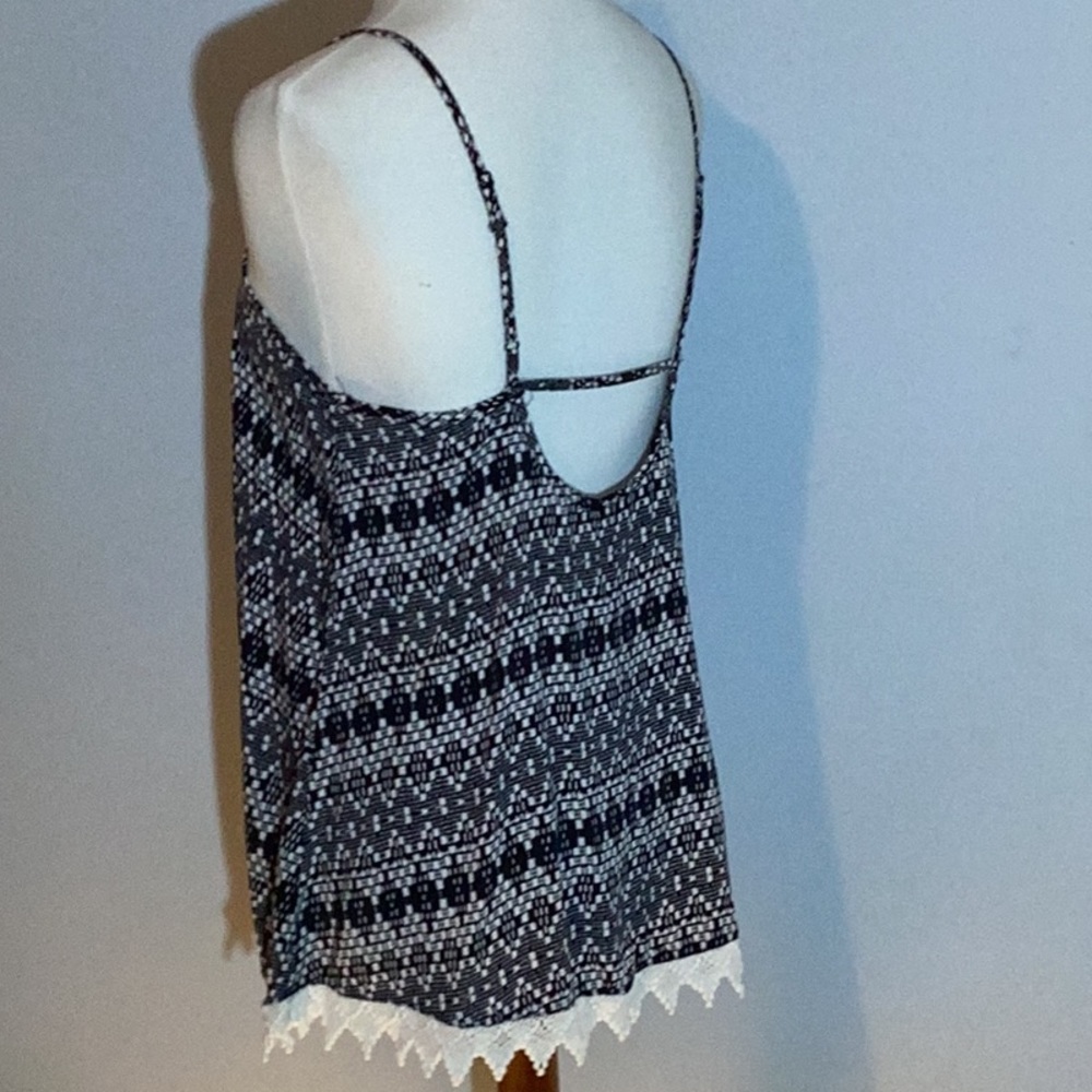 Mossimo Supply Co tank top,low scoop back, adjustable straps, lace on hem, Med
